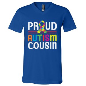 I'm A Proud Autism Cousin Gift Autism Awareness Great Gift V-Neck T-Shirt