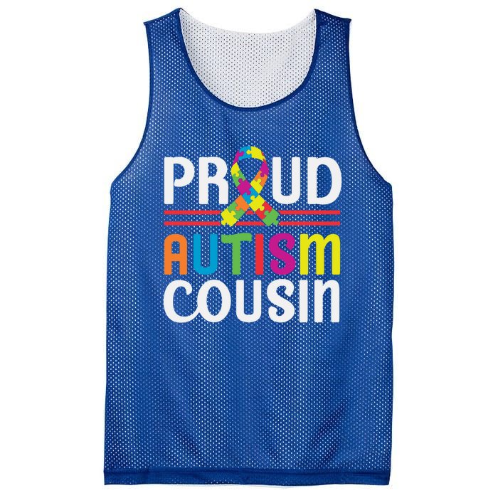 I'm A Proud Autism Cousin Gift Autism Awareness Great Gift Mesh Reversible Basketball Jersey Tank