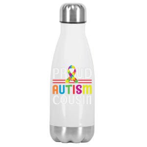 I'm A Proud Autism Cousin Gift Autism Awareness Great Gift Stainless Steel Insulated Water Bottle