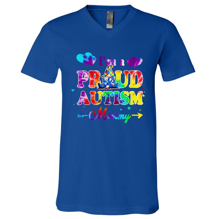 I'm A Proud Autism Mommy Tie Dye Gnome Meaningful Gift V-Neck T-Shirt