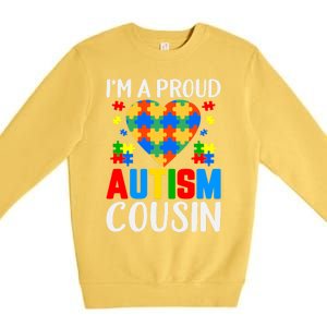 I'm A Proud Autism Cousin Autism Gift Premium Crewneck Sweatshirt