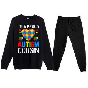 I'm A Proud Autism Cousin Autism Gift Premium Crewneck Sweatsuit Set