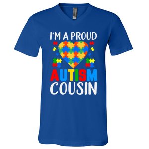 I'm A Proud Autism Cousin Autism Gift V-Neck T-Shirt