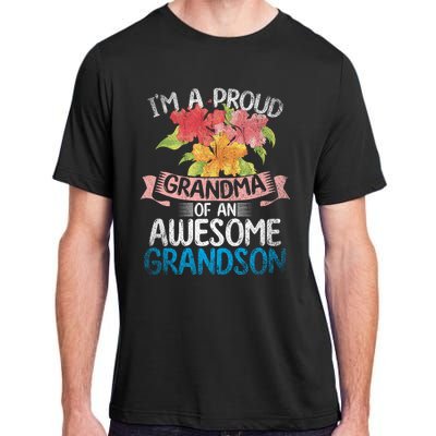 Im A Proud Grandma Of An Awesome Grandson Floral Grandma Cute Gift Adult ChromaSoft Performance T-Shirt