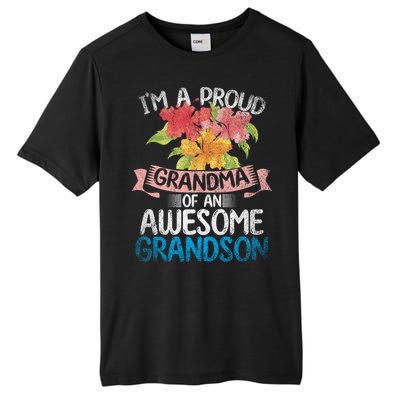 Im A Proud Grandma Of An Awesome Grandson Floral Grandma Cute Gift Tall Fusion ChromaSoft Performance T-Shirt