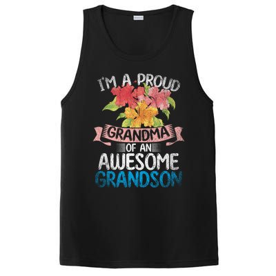 Im A Proud Grandma Of An Awesome Grandson Floral Grandma Cute Gift PosiCharge Competitor Tank