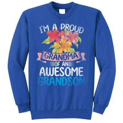 Im A Proud Grandma Of An Awesome Grandson Floral Grandma Cute Gift Sweatshirt