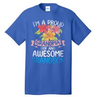 Im A Proud Grandma Of An Awesome Grandson Floral Grandma Cute Gift Tall T-Shirt