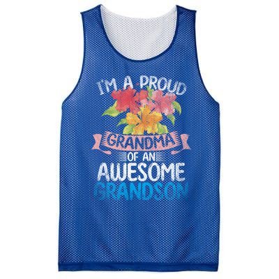 Im A Proud Grandma Of An Awesome Grandson Floral Grandma Cute Gift Mesh Reversible Basketball Jersey Tank