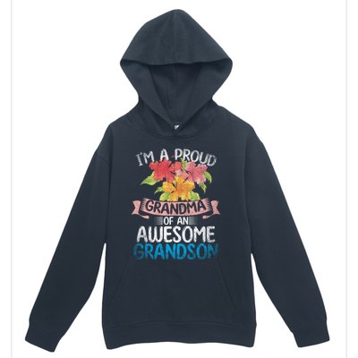 Im A Proud Grandma Of An Awesome Grandson Floral Grandma Cute Gift Urban Pullover Hoodie