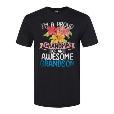 Im A Proud Grandma Of An Awesome Grandson Floral Grandma Cute Gift Softstyle CVC T-Shirt