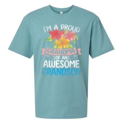 Im A Proud Grandma Of An Awesome Grandson Floral Grandma Cute Gift Sueded Cloud Jersey T-Shirt