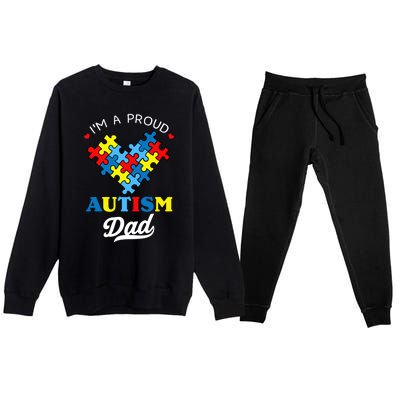 I'm A Proud Autism Dad Autism Awareness Father Autistic Son Gift Premium Crewneck Sweatsuit Set