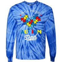 I'm A Proud Autism Dad Autism Awareness Father Autistic Son Gift Tie-Dye Long Sleeve Shirt