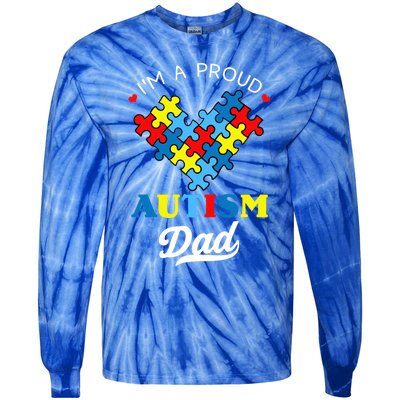 I'm A Proud Autism Dad Autism Awareness Father Autistic Son Gift Tie-Dye Long Sleeve Shirt