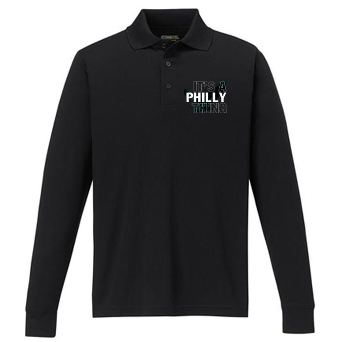 It's A Philly Thing Football Fan Performance Long Sleeve Polo