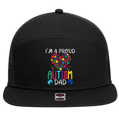 I'm A Proud Autism Dad Gift Autism Awareness Great Gift 7 Panel Mesh Trucker Snapback Hat