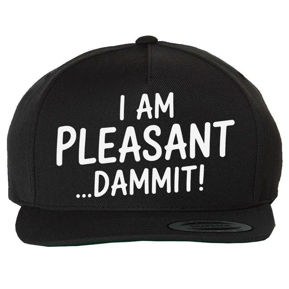 I Am Pleasant Dammit Funny Sarcastic Humor Wool Snapback Cap