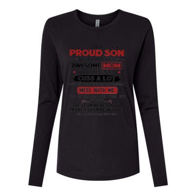 I'm A Proud Son Of A Freaking Awesome Mom Gift Womens Cotton Relaxed Long Sleeve T-Shirt