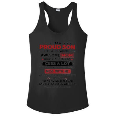 I'm A Proud Son Of A Freaking Awesome Mom Gift Ladies PosiCharge Competitor Racerback Tank