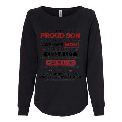 I'm A Proud Son Of A Freaking Awesome Mom Gift Womens California Wash Sweatshirt