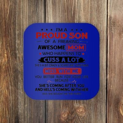 I'm A Proud Son Of A Freaking Awesome Mom Gift Coaster