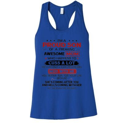 I'm A Proud Son Of A Freaking Awesome Mom Gift Women's Racerback Tank