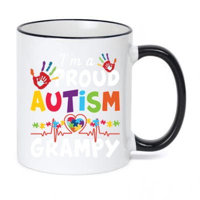 I'm A Proud Autism Grampy Autism Heart Gift 11oz Black Color Changing Mug