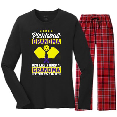 I'm A Pickleball Grandma Just Like A Normal Grandma Except Way Cooler Women's Long Sleeve Flannel Pajama Set 