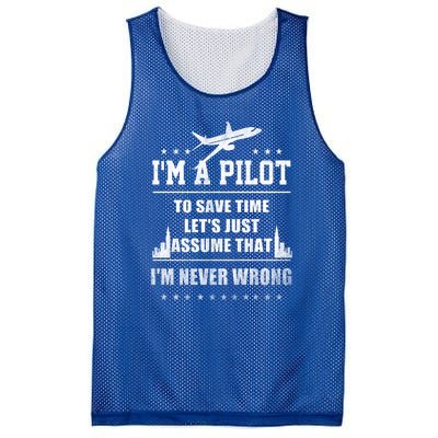 I'm A Pilot To Save Time | Never Wrong Aviation Mesh Reversible Basketball Jersey Tank