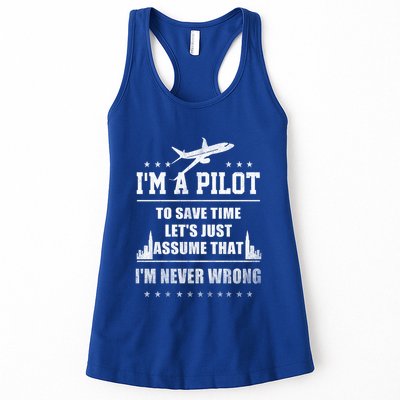 I'm A Pilot To Save Time | Never Wrong Aviation Womens Tank Top