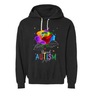 I'm a Proud Autism Sister Autism Awareness Puzzle Flowers Garment-Dyed Fleece Hoodie