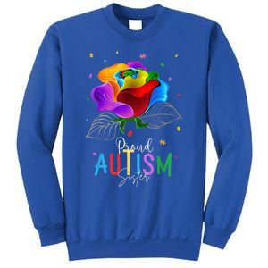 I'm a Proud Autism Sister Autism Awareness Puzzle Flowers Sweatshirt