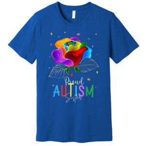 I'm a Proud Autism Sister Autism Awareness Puzzle Flowers Premium T-Shirt