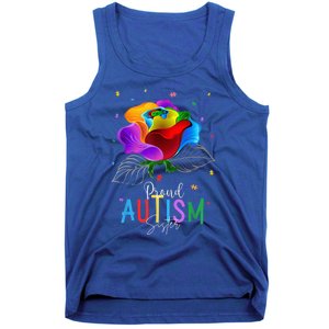 I'm a Proud Autism Sister Autism Awareness Puzzle Flowers Tank Top