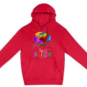 I'm a Proud Autism Sister Autism Awareness Puzzle Flowers Premium Pullover Hoodie