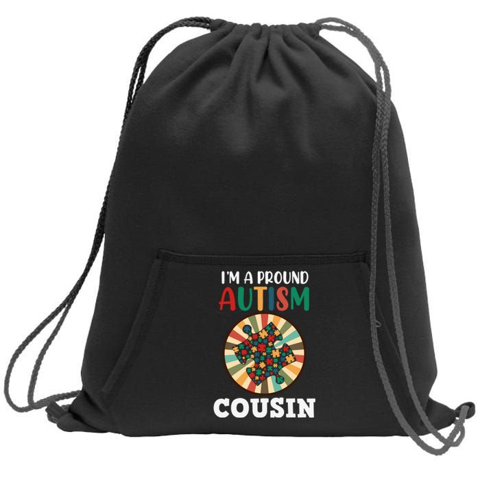 I'm A Proud Autism Cousin Family Matching Autism Awareness Month Sweatshirt Cinch Pack Bag