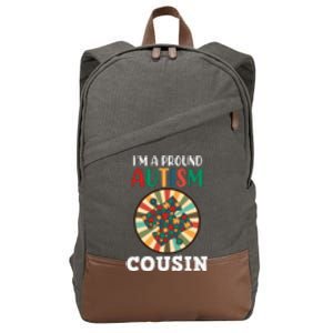 I'm A Proud Autism Cousin Family Matching Autism Awareness Month Cotton Canvas Backpack