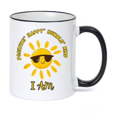 I AM Positive Energy Design With Sunshine Wearing Sunglasses 11oz Black Color Changing Mug