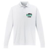 It's A Philly Thing City Skyline Pride Performance Long Sleeve Polo