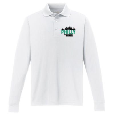 It's A Philly Thing City Skyline Pride Performance Long Sleeve Polo