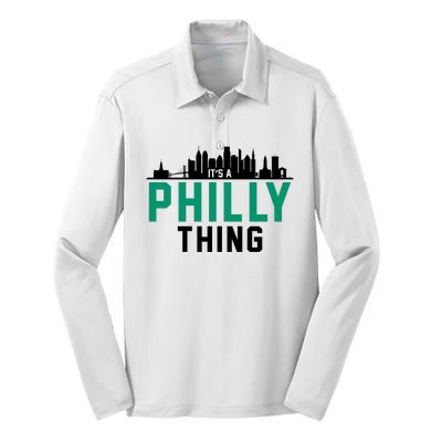 It's A Philly Thing City Skyline Pride Silk Touch Performance Long Sleeve Polo