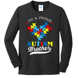 I'm A Proud Brother Autism Awareness Heart Autistic Sister Kids Long Sleeve Shirt