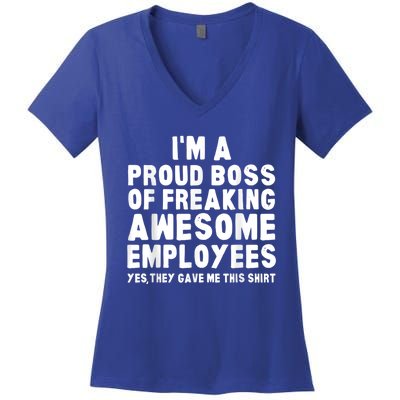 I'm A Proud Boss Of Freaking Awesome Employees Women's V-Neck T-Shirt