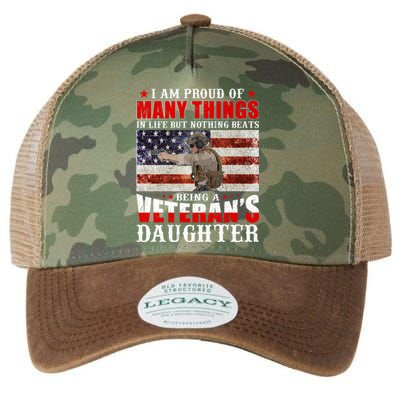 I Am Proud Of Many Things In Life But Nothing Beats Being A Veteran's Daughter Legacy Tie Dye Trucker Hat