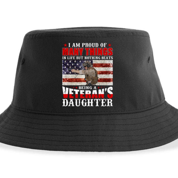 I Am Proud Of Many Things In Life But Nothing Beats Being A Veteran's Daughter Sustainable Bucket Hat