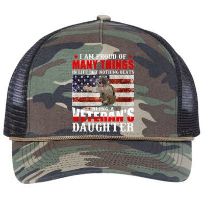 I Am Proud Of Many Things In Life But Nothing Beats Being A Veteran's Daughter Retro Rope Trucker Hat Cap