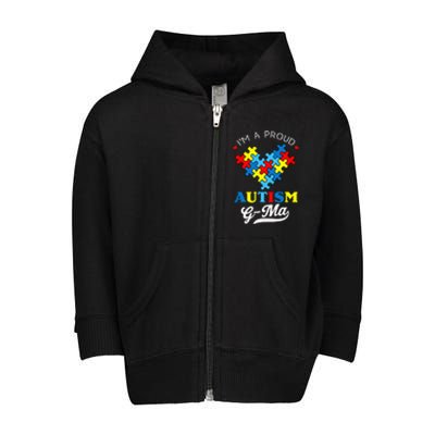 I'm A Proud Autism G-Ma Autism Awareness Heart Autistic  Toddler Zip Fleece Hoodie