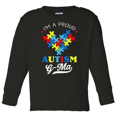 I'm A Proud Autism G-Ma Autism Awareness Heart Autistic  Toddler Long Sleeve Shirt