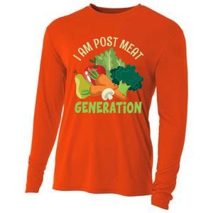 I Am Post Meat Generation Veggie Funny Veganism Gift Cooling Performance Long Sleeve Crew